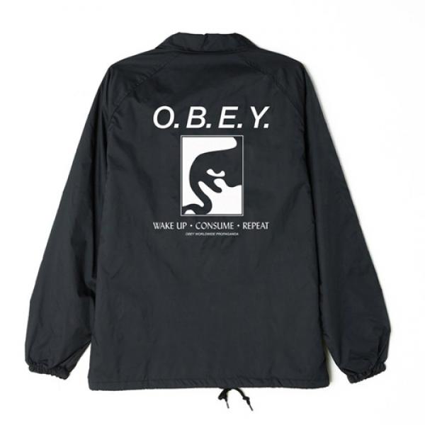 (125001487)WAKE UP CONSUME REPEAT COACHES JKT-BLK
